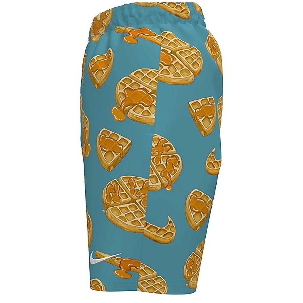 Nike Kids Swim Trunk Teal Waffle Print Drawstring Sz Small NWT - Picture 5 of 9